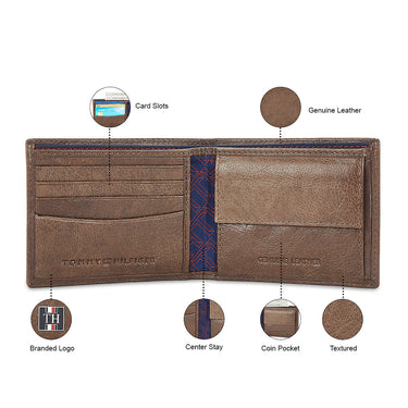 Tommy Hilfiger Joseph Mens Leather Slimfold Wallet Brown