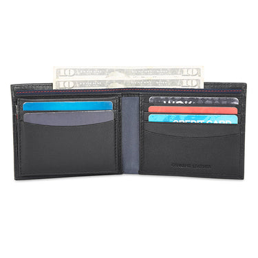 Tommy Hilfiger Vilyuy Men Leather Passcase Wallet Black