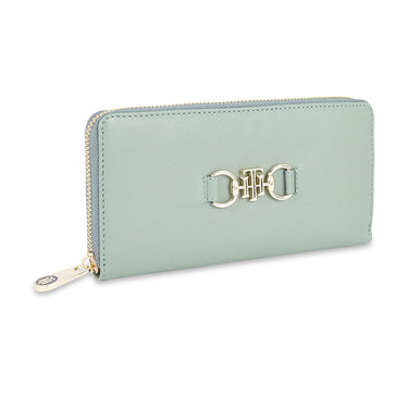 Tommy Hilfiger Vianna Womenbs Vegan Leather Zip Around Wallet Sea Green