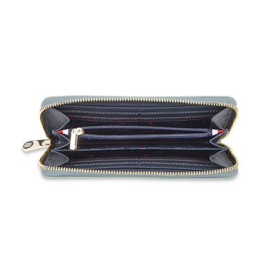 Tommy Hilfiger Vianna Womenbs Vegan Leather Zip Around Wallet Sea Green
