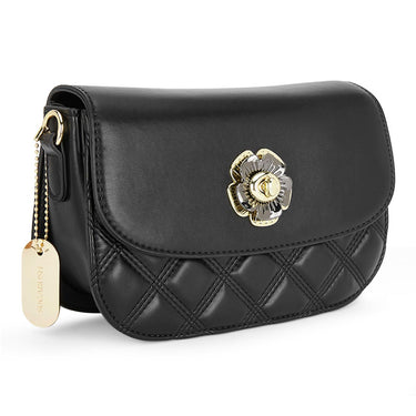 Sugarush Maci Womenbs Vegan Leather Quilted Sling Bag Black