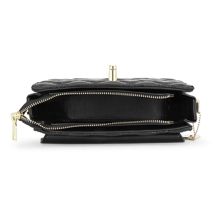 Sugarush Maci Womenbs Vegan Leather Quilted Sling Bag Black