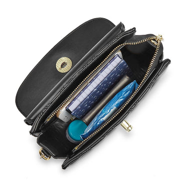 Sugarush Maci Womenbs Vegan Leather Quilted Sling Bag Black