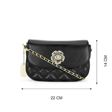 Sugarush Maci Womenbs Vegan Leather Quilted Sling Bag Black