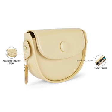 Sugarush Lilian Womenbs Vegan Leather Structured Sling Bag Yellow