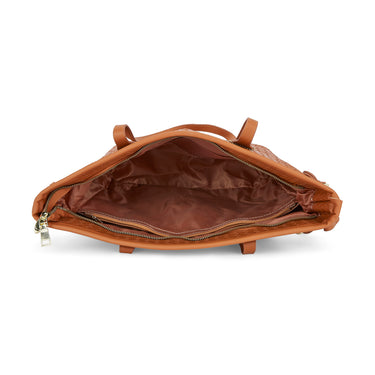 Sugarush Giselle Womenbs Vegan Leather Weaved Tote Bag Orange