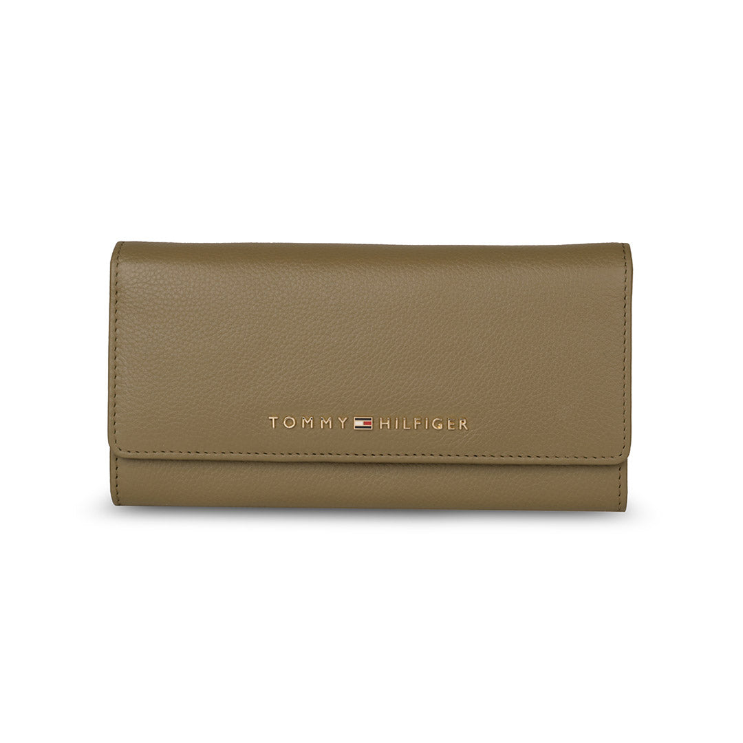 Tommy Hilfiger Mariam Womens Leather Flap Wallet Olive