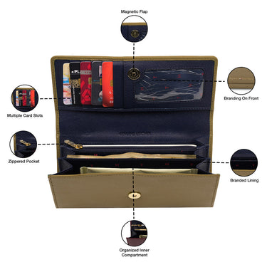 Tommy Hilfiger Mariam Womens Leather Flap Wallet Olive