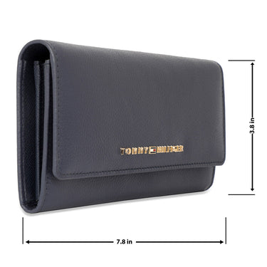 Tommy Hilfiger Mariam Womens Leather Flap Wallet Navy