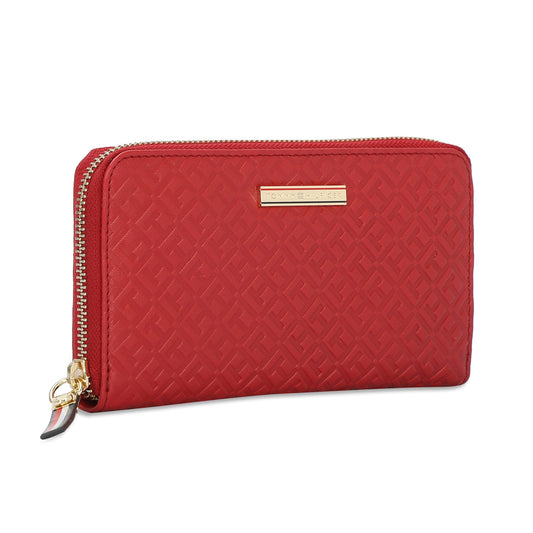 Tommy Hilfiger Miley Womens Leather Zip Around Wallet Red