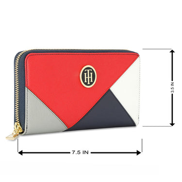 Tommy Hilfiger Natalee Womens Leather Zip Around Wallet Navy
