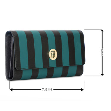 Tommy Hilfiger Nathalie Womens Leather Flap Wallet Green