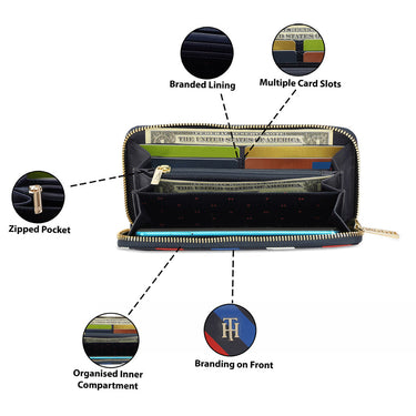 Tommy Hilfiger Rosa Womens Leather Zip Around Wallet navy