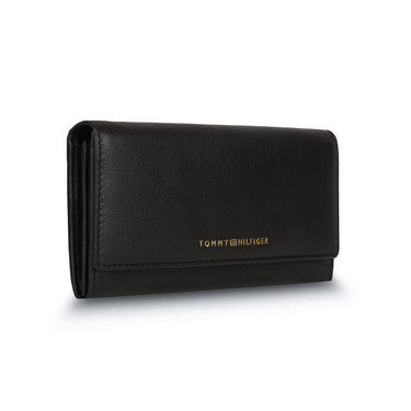 Tommy Hilfiger Taliyah Womens Leather Flap Wallet Black