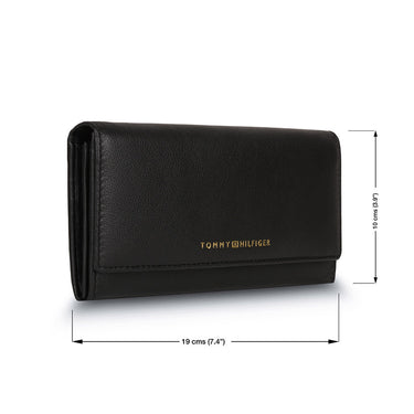 Tommy Hilfiger Taliyah Womens Leather Flap Wallet Black