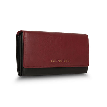 Tommy Hilfiger Taliyah Womens Leather Flap Wallet Burgundy