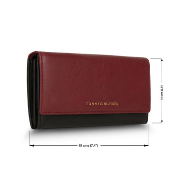 Tommy Hilfiger Taliyah Womens Leather Flap Wallet Burgundy