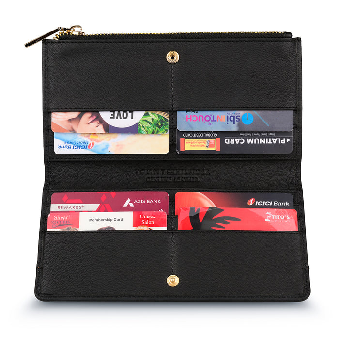 Tommy Hilfiger Sherlyn Womens Leather Tri Fold Wallet Black