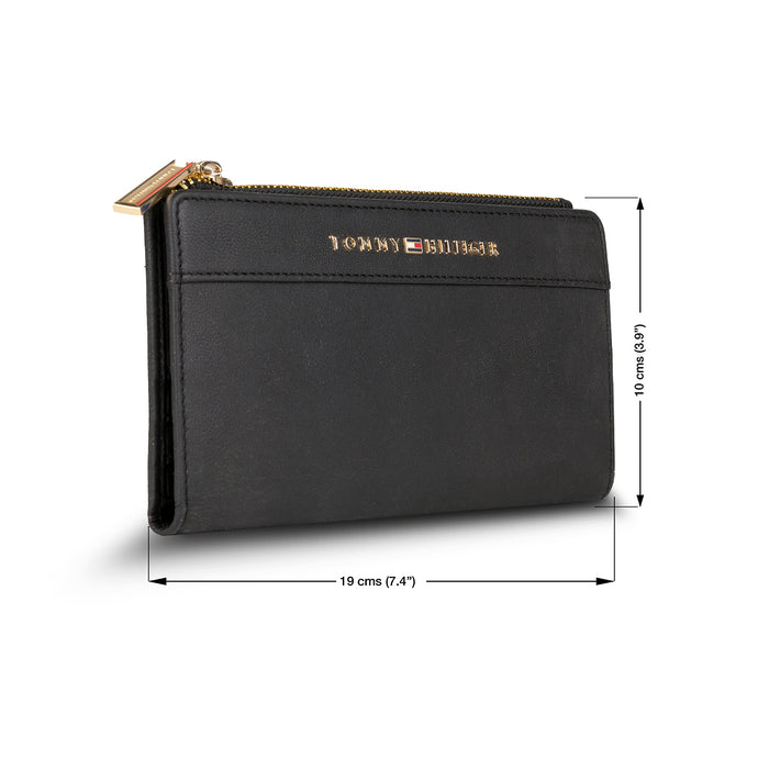 Tommy Hilfiger Sherlyn Womens Leather Tri Fold Wallet Black