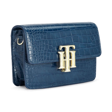 Tommy Hilfiger Katelyn Plus Cactus Textured Womenbs Vegan Leather Sling Navy