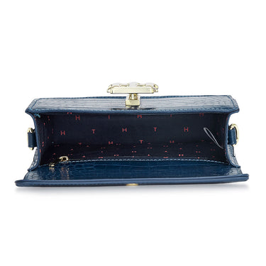 Tommy Hilfiger Katelyn Plus Cactus Textured Womenbs Vegan Leather Sling Navy