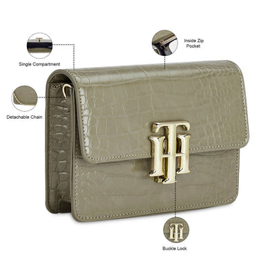 Tommy Hilfiger Katelyn Plus Cactus Textured Womenbs Vegan Leather Sling Cactus