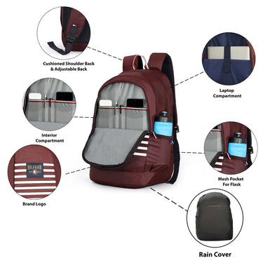 Tommy Hilfiger Kaiden Laptop Backpack Burgundy