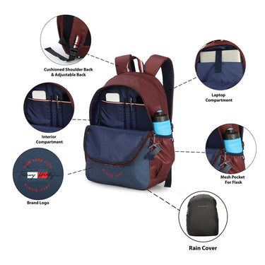 Tommy Hilfiger Milo Laptop Backpack Burgundy & Navy