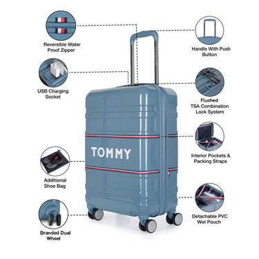 Tommy Hilfiger Wall Street Unisex Hard Luggage Aegean Blue