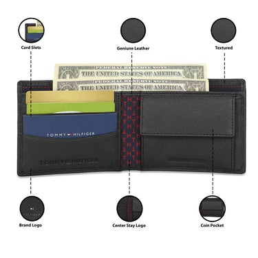Tommy Hilfiger Riley Men Leather Global Coin Wallet Black