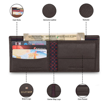 Tommy Hilfiger Riley Men Leather Global Coin Wallet Brown