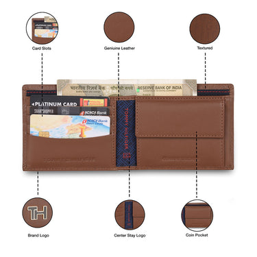 Tommy Hilfiger Cyril Men Leather Global Coin Wallet Tan