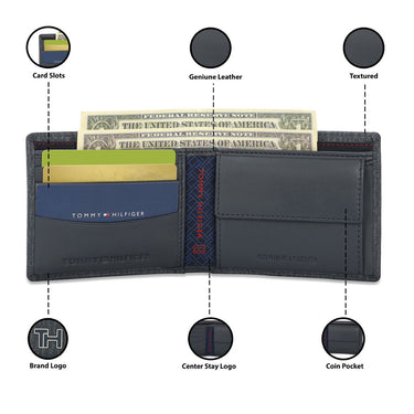 Tommy Hilfiger Cyril Men Leather Global Coin Wallet Navy