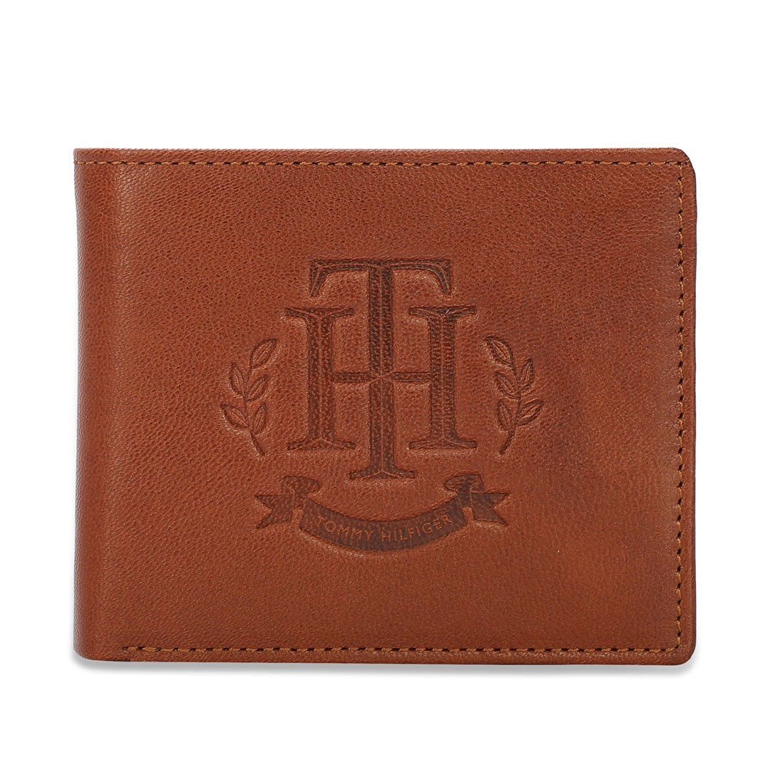 Tommy Hilfiger Jude Men Leather Global Coin Wallet Tan