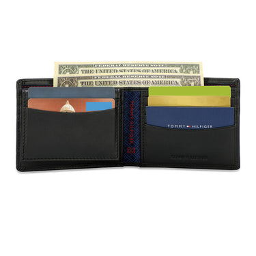 Tommy Hilfiger Anton Men Leather Passcase Wallet Black