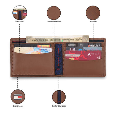 Tommy Hilfiger Anton Men Leather Passcase Wallet tan