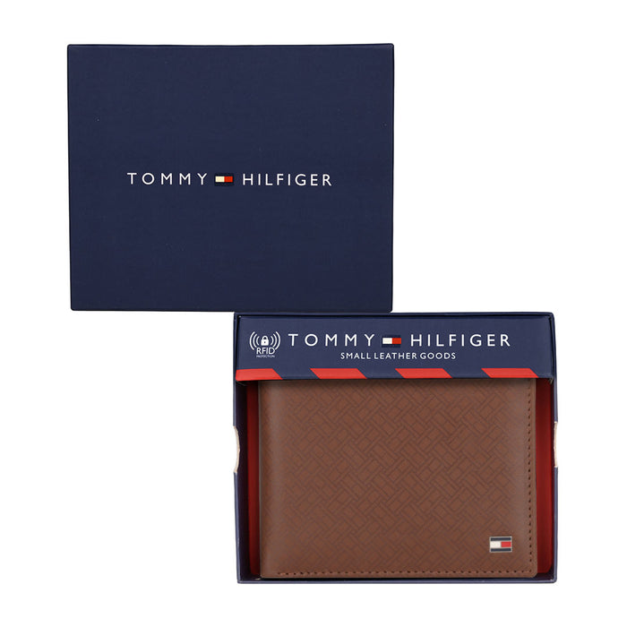 Tommy Hilfiger Anton Men Leather Passcase Wallet tan