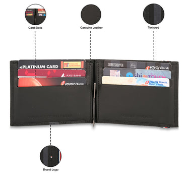 Tommy Hilfiger Joel Mens Leather Money Clip Wallet Black