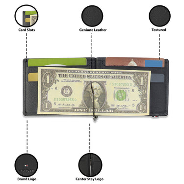 Tommy Hilfiger Riley Men Leather Money Clip navy