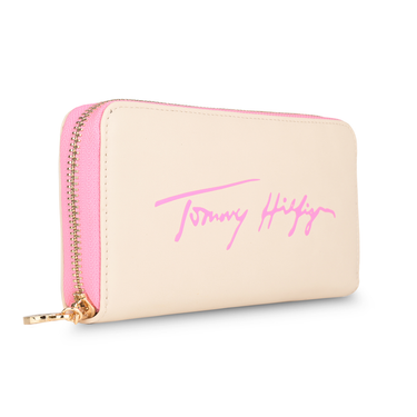 Tommy Hilfiger Sophie Womenbs Leather Zip Around Wallet Cream