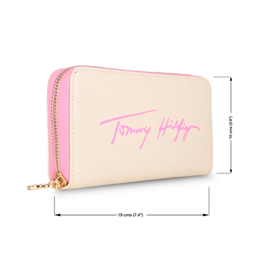 Tommy Hilfiger Sophie Womenbs Leather Zip Around Wallet Cream