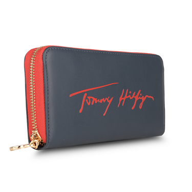 Tommy Hilfiger Sophie Womenbs Leather Zip Around Wallet Navy