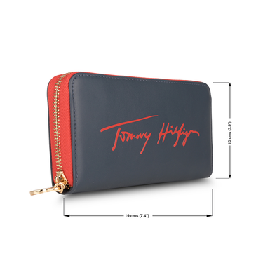 Tommy Hilfiger Sophie Womenbs Leather Zip Around Wallet Navy