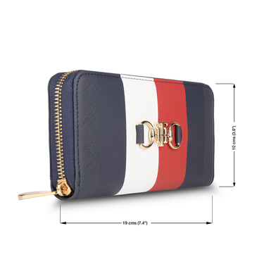 Tommy Hilfiger Lainey Womenbs Leather Zip Around Wallet Red blue
