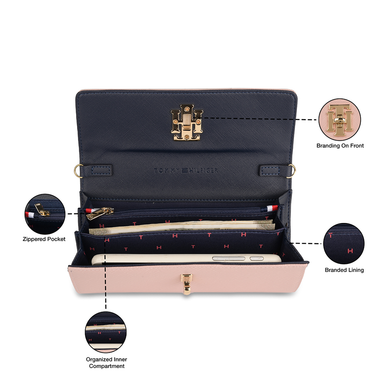 Tommy Hilfiger Paloma Womenbs Leather Flap Wallet Pink