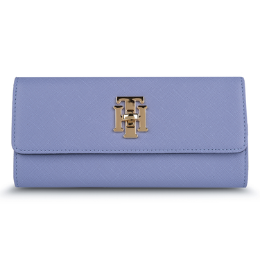 Tommy Hilfiger Paloma Womenbs Leather Flap Wallet Blue