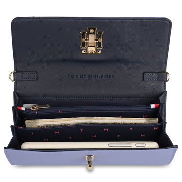 Tommy Hilfiger Paloma Womenbs Leather Flap Wallet Blue