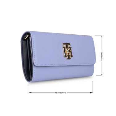 Tommy Hilfiger Paloma Womenbs Leather Flap Wallet Blue