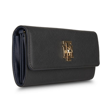 Tommy Hilfiger Paloma Womenbs Leather Flap Wallet Black