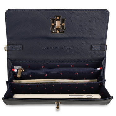 Tommy Hilfiger Paloma Womenbs Leather Flap Wallet Black
